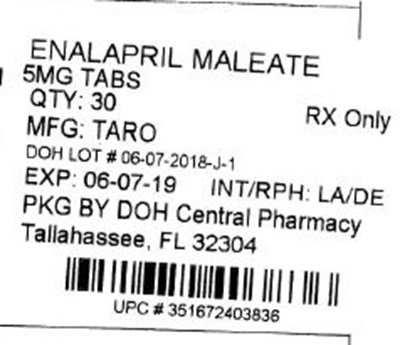 Enalapril Maleate 5mg.jpg Label Image for 5mg - Enalapril Maleate 5mg